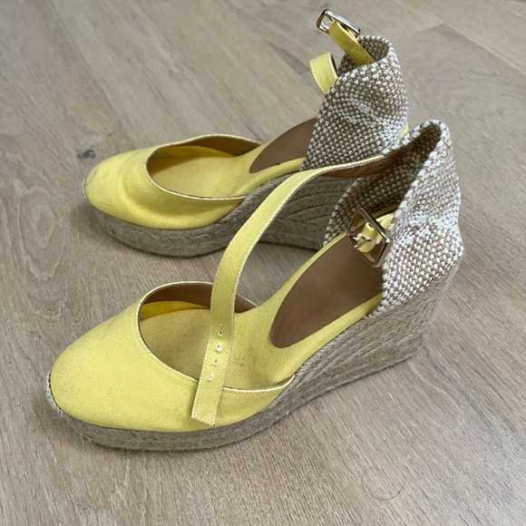 Castaner Shoes - Castañer wedge espadrilles, yellow, size 38.5, worn once